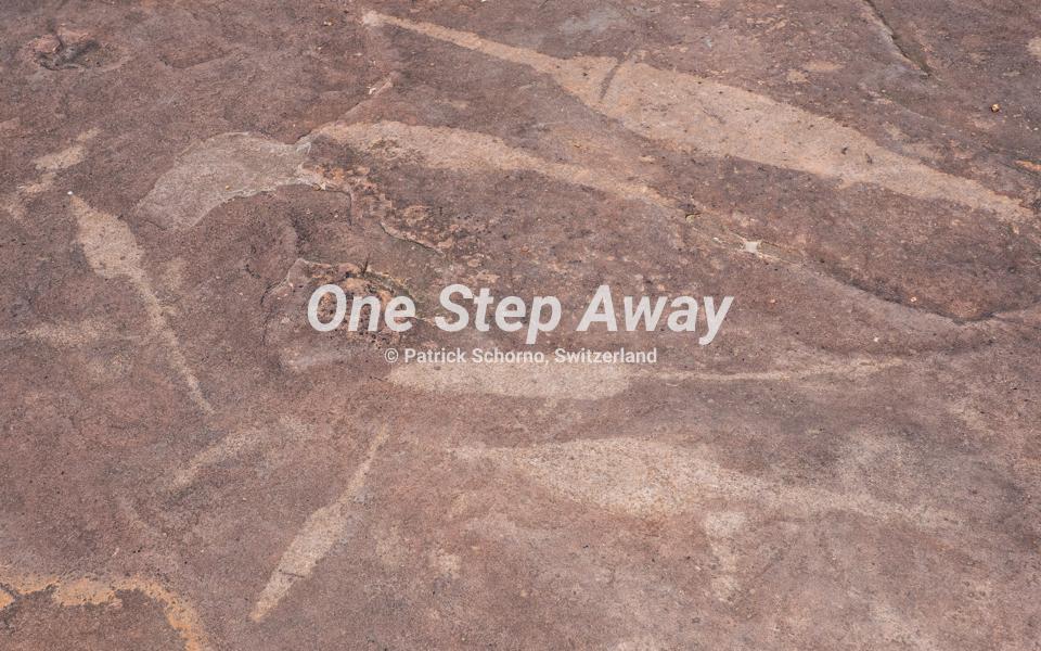 Namibia - Gobabis / ancient stone signs at Kalahari Bush Breaks, historische Stein Zeichen